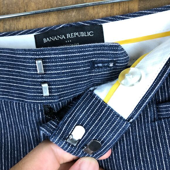 Banana Republic Womens Pants Blue Striped Jackson Fit Stretch 8 - Picture 4 of 12